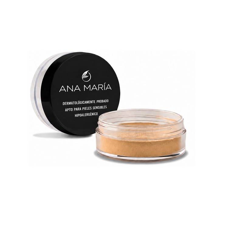 Ana María Loose Facial Powder | Rice Powder & Aloe Vera | Matte Finish | Hypoallergenic | 18 g (Natural Beige (Medio))