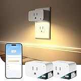 Linkind Matter Smart Plug with LED Night Light, Work with Alexa, Apple Home, Google, Smart Outlet 15A/1800W, Dusk to Dawn, Plug in Wall, Timer&Schedule, ETL&FCC Certified, 2.4GHz Wi-Fi Only, 2 Pack