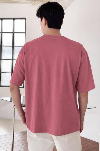 Image of BARKEYO Men's Half Sleeve Round Neck French Terry Graphic Print Oversized Tshirt for Man (Boston-ft) Pack of 2 (in, Alpha, XL, Regular, Red)