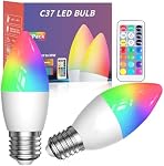 Luxvista B10 RGB LED Ampoule - E26 Changement de couleur LED Ampoule - 3W RGB+Daylight+Warm White, B10 Ampoule de bougie couleur Chandelier pour la décoration à la maison (2-Pack)