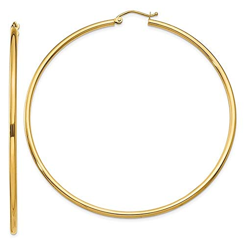 Image of 14K Gold Classic Real Hoop Earrings, (2mm Tube)