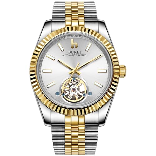 Image of BUREI Men's Classic Luxury Watch Stainless Steel Waterproof Machine Watch Fashion Double Watches Date Sapphire Crystal