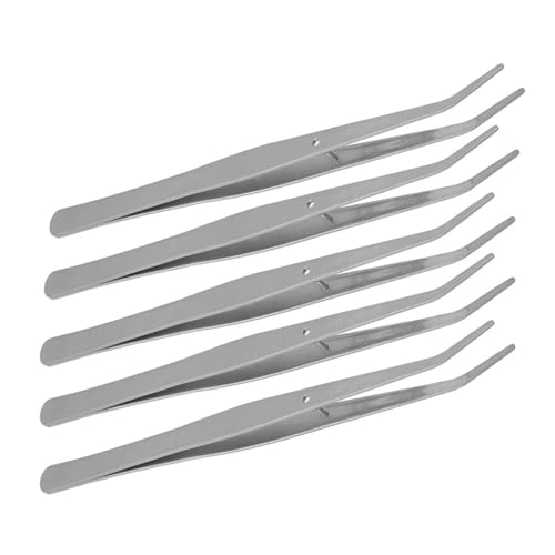 Pinzas Curvas de 5 Piezas, Pinzas de Posicionamiento de Acero Inoxidable, Herramientas de Reparación Manual, Fáciles de Transportar, Superficie Lisa, Uso Profesional y Doméstico