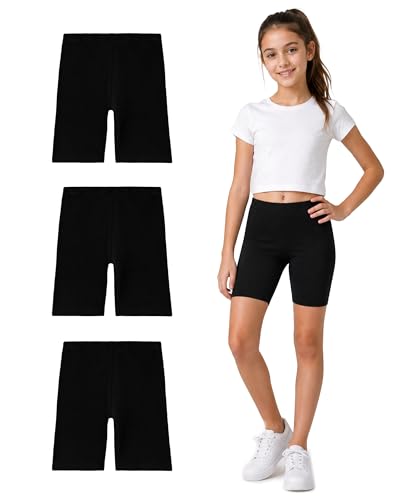 Image of KYDA KIDS Girls's Stretchable Anti Bacterial Cycling Shorts, Yoga & Workout Gym Shorts (Pack of 3)