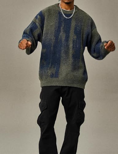 Mywinway Striped Sweaters for Men Fall Winter Crewneck Long Sleeve Causal Knit Pullover Sweater Tops Streetwear Jumper2