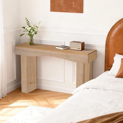 Image of Sonharlar 63 Inch Long Entryway Table Hollow, Wooden Console Table with Socket Farmhouse Sofa Table for Entrance, Hallway, Living Room,Behind Couch(Oak Brown)