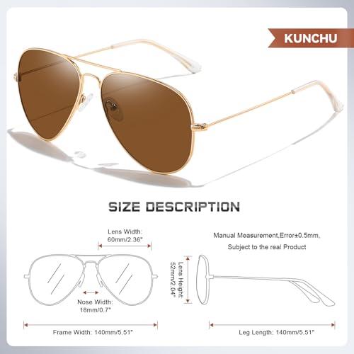Image of Classic Aviator Sunglasses for Men Womens Polarized UV Protection Driving Sunglasses