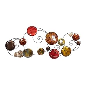 Deco 79 Metal Plate Home Wall Decor Embossed Wall Sculpture with Scroll Frame, Wall Art 17″ x 1″ x 41″, Multi Colored