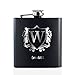 Fiaschetta con iniziali, in acciaio inox monogramma 6 oz per uomo donna, divertente regalo personalizzato per papà, sposi, nonno, zio, capo per compleanno, festa del papà, festa del capo, Natale - W