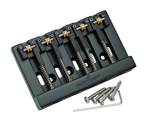 Guyker Bass Bridge, 5 String Bass Bridge with Solid Roller Saddle Adjustable Replacement Part...