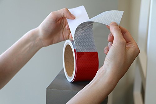 2" X 30ft Reflective Safety Tape DOT C2 Red White Waterproof Outdoor, Conspicuity Tape, Reflector Tape for Trailers, RV, Camper, Boat High Intensity Grade - Thumbnail 2