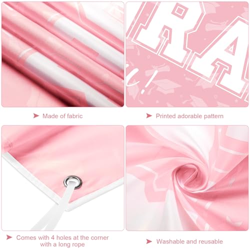 Image of 37Pcs Graduation Banner Balloon Decorations Class of 2026, Congrats Grad Banner Yard Outdoor Decorations, Graduation Balloons Banners Set for High School College Grad Party Supplies, Pink