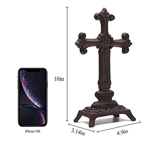Estatua de Cruz de Hierro Fundido 10.2” Decoración Religiosa miniatura 2