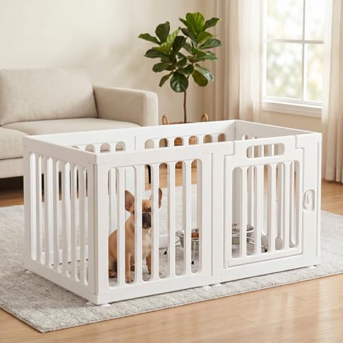 Dog Playpen with Door, Portable Large Puppy Playpen for Indoor