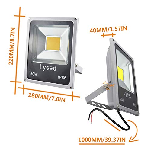 Lysed Luz de inundação LED 50W CC 12V-60V, luz de inundação branca quente de baixa tensão 12 volts l