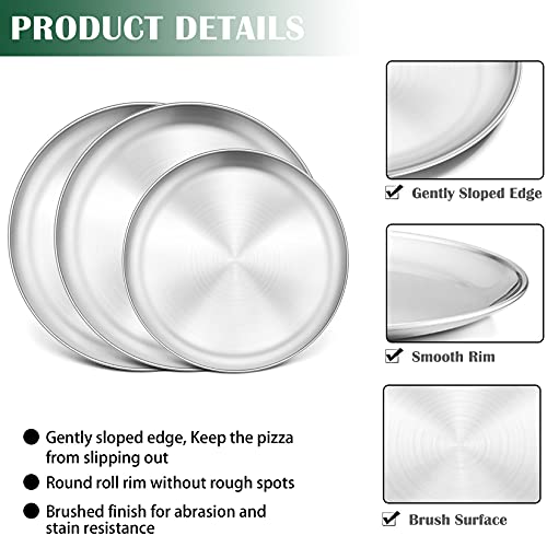 P&P Chef Pizza Pans Set Of 3(12’’& 2X13.5 Stainless Steel Baking Pizza Pan Tray, Round Pizza Plate For Pie Cookie Pizza Cake, Healthy & Heavy Duty, Rust Free & Dishwasher Safe #TOP2