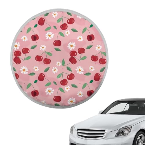 Image of Cherry Print Steering Wheel Cover Protector Block UV Rays Cool Anti Heat Automotive Steering Wheel Heat Shield Cover Car Interior Accessories for Car Truck SUV
