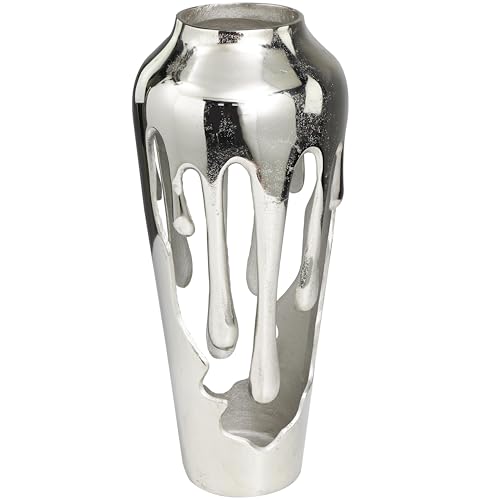 Image of Deco 79 Aluminum Metal Abstract Vase, Vase 8 inch x 8 inch x 19 inch, Silver