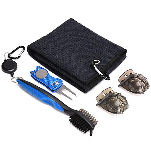 image for TOBWOLF Microfiber Waffle Golf Towel 16 X 21Inch, Brush Tool Kits with