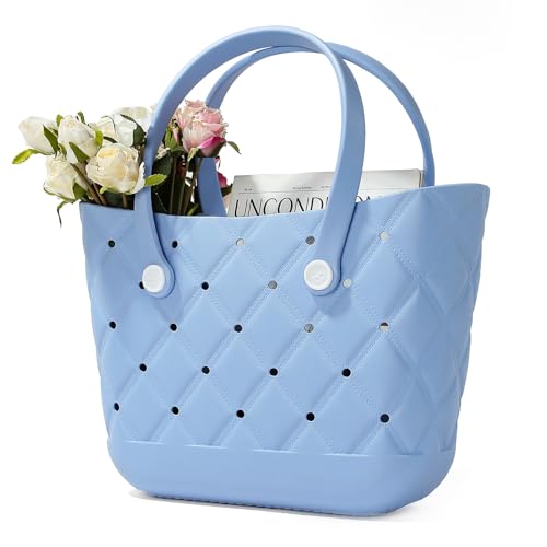 Beach Bag Rubber Tote Bag, Waterproof Washable Proof Travel Bag for Women Handbag for Sports Beach Market Pool