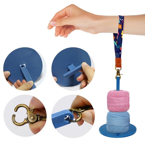 Image of Dasonwin Wrist Yarn Holder for Walking & Travel, Portable Tangle-Free Spindle, Lightweight Hanging Dispenser, Crochet Gift (Blue)