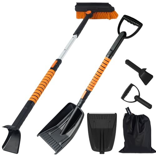 Irosiy 5-in-1 Car Snow Brush Snow Scraper for Car- Snow Brush for Car, Truck, SUV - Heavy Duty Aluminum Alloy (60in Extended) by Irosiy - Used condition - US$10.61