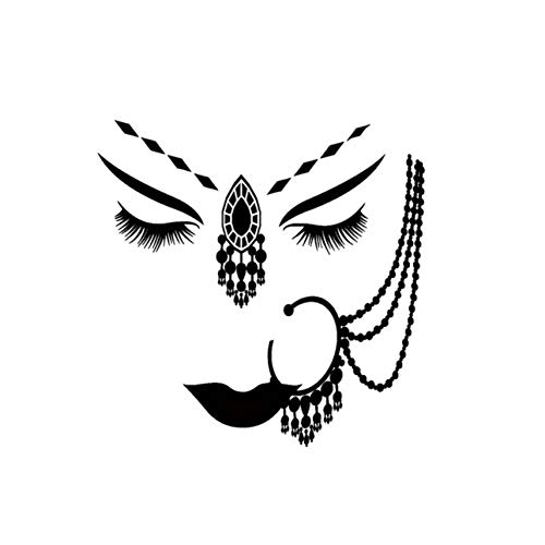 LSFHB Vinyle Sticker Inde Hindou Fille Visage Piercing Femme Visage Autocollants 45x54cm