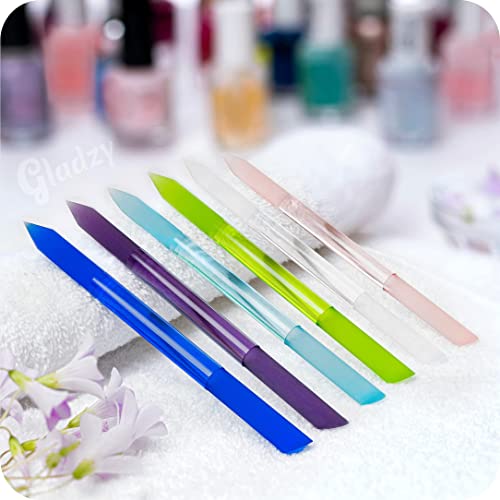Glass Cuticle Pusher By Gladzy - Manicure Stick, Genuine Czech Quality, Professional Precision Filing Cuticle Remover, Abrasive Surface Never Wears Out #TOP6