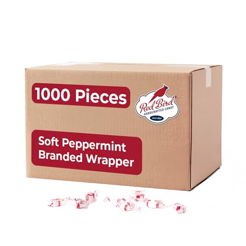 Red Bird Soft Peppermint Candy Mints, Bulk Candy Individually Wrapped, Branded Wrapper, 1000 ct