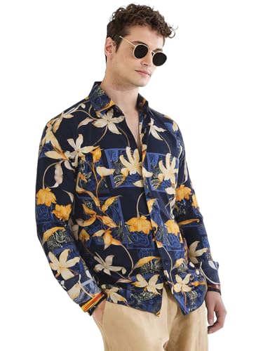 Image of Pinkmint Men Printed Cambric Cotton Shirt |Stylish Designer| Lightweight Summer Wear| Regular Fit Shirt for Men (Available in Plus Size)