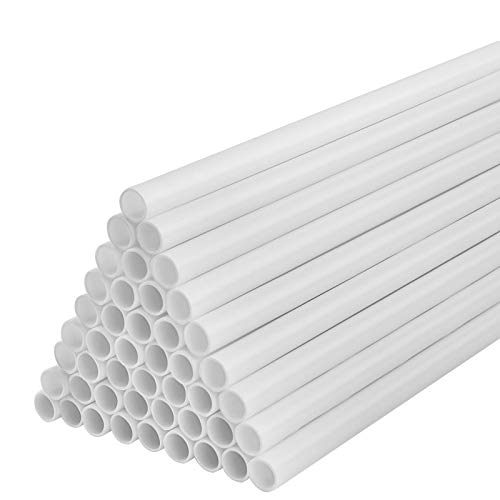Lot de 50 goujons de soutien pour gâteau en plastique, pour la construction de gâteaux à étages, 1 cm de diamètre, 24 cm de long, blanc