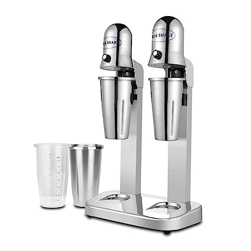 hxoity Dual Head Milkshake Mixer Machine Electric Milk Shaker Maker 2 Speeds Smoothie Maker Blender Stainless Steel Drink Mixer For Frappe Protein Shakes Cocktails