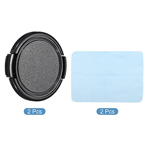 PATIKIL Camera Lens Cap, 2 Pack Sides Pinch Front Lens Cover with Microfiber Cleaning Cloth for 49mm Thread Universal DSLR Lenses, Black for Nikon, for Fujifilm, for Pentax, for Leica - Image 2