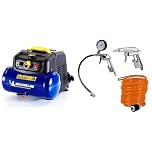 MICHELIN Compresseur d'Air Portatif MBL6 - Cuve 6 Litres - Moteur 1.5 cv - Pression Maximale 8 bar & Einhell Kit d'accessoires - 1 pistolet de soufflage, 1 manomètre de gonflage, 1 tuyau de 5m