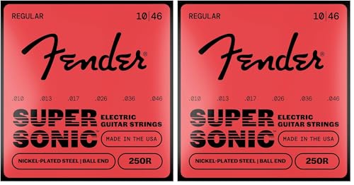 Fender Super 250 Electric Guitar Strings, Nickel Plated Steel, Ball End, 250R .010-.046 (Pack of 2) - image 1