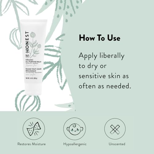 The Honest Company Organic All Purpose Balm | Gentle for Baby | Soothes + Moisturizes | Plant-Based + Hypoallergenic | 3.4 oz