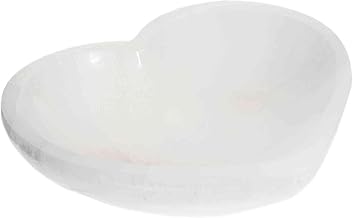 NKlaus Selenite Bowl Heart Shape 12 x 11 cm Handmade Natural Stone for Jewelry, Healing Stones and Spiritual Decoration, Lovely Gift 16616