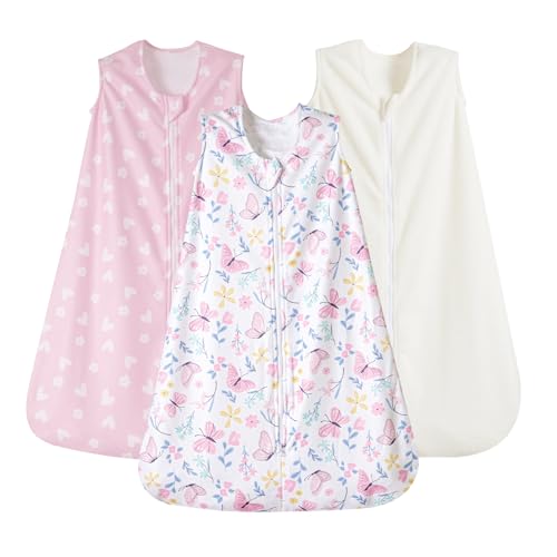 Image of PHF 3 Pack Warm Micro-Fleece Baby Sleep Sack 12-18 Months, Soft Baby Wearable Blanket, 2-Way Zipper Sleeping Bags, Comfy Toddler Sleeping Sack for Girls, Large Size, Butterfly