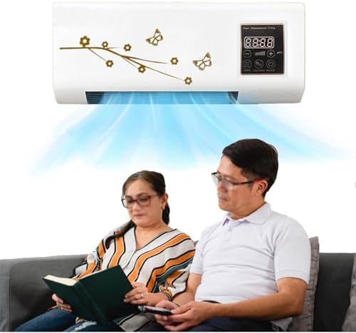 Compact 2-in-1 Mini Air Conditioner & Heater, Wall-Mounted Split AC System, Bladeless & Quiet Portable Fan with Remote Control, Energy-Efficient Air Curtain, White