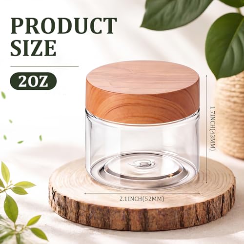 Image of Patelai 4 Pcs Plastic Jars Wide Mouth with Lids,2 Ounce,Wood