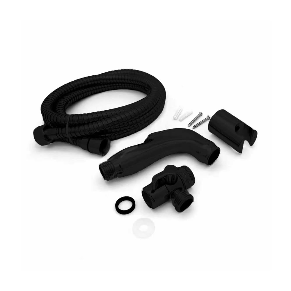 Spring Black Portable Douche/Shattaf Set, Sleek, Durable Brass Handheld Bidet with Modern Black Finish, Compact Design