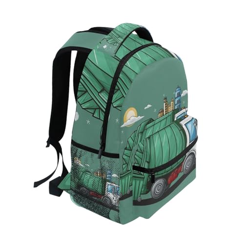 Garbage Truck Trash Bin Cartoon Boys Girls Kids School Backpacks Bookbag, School Bag Travel Backpack Daypack2