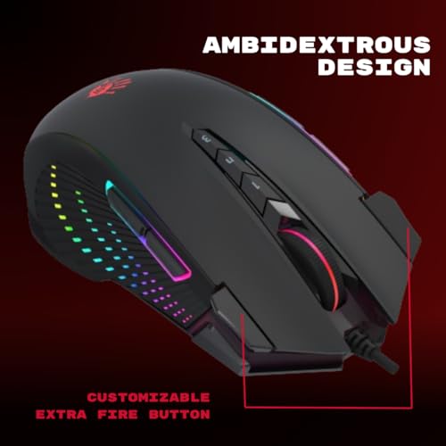Bloody J90s RGB Gaming Mouse, High Precision 8000 CPI, 150 IPS, 25g Acceleration, 12 Customizable Buttons, Ambidextrous — view 3