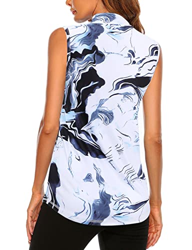 Image of Koscacy Women's Sleeveless Golf Tennis Polo Shirts Zip Up Dry Fit Workout Tank Tops Athletic Shirt