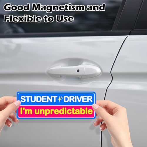 Image of 8Pcs Student Driver Magnetic Sticker, Removable Lovely Student Driver Sticker Magnet Supplies for Car, Keep Your Distance Safety Sign Suitable for Novice Drivers