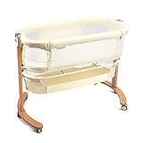 🍼Mutters Wahl: Die Seitenwand kann aufgerollt werden, sollte aber auf das Bett der Mutter gelegt werden oder sie wird auf natürliche Weise durchhängen.Beide Seiten des Babybetts bestehen aus einem kompakten Netz, das Masquitose und Staub widersteht.Durch die Seitlich des Baby-Beistellbettes kann Mama das kleine Baby jederzeit leicht beobachten