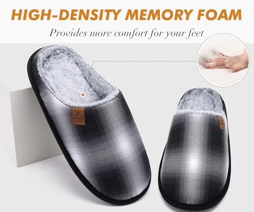 Image of COFACE Mens Cozy Memory Foam Scuff Slippers Casual Slip On Warm House Shoes Indoor /Outdoor Sandal Slippers With Arch Support Rubber Sole Size 7-15