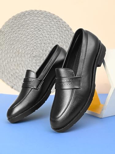 Image of STANPHORD Men Formal Penny Loafer Shoes | PU Slip-On Moccasins | Cushioned Anti-Slip | Office Business Casual (TPSL 25020)