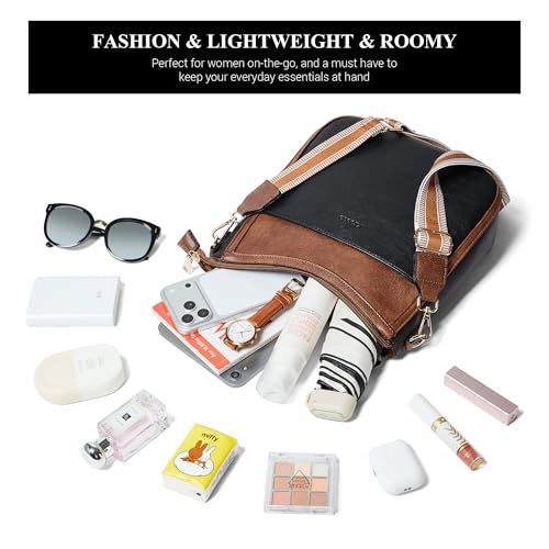 Image of Leather Crossbody Purse for Women Crossbody Bag for Daily Travel | Trendy Vegan Leather Medium Crossbody Purse with Adjustable Strap Women's Hobo Shoulder Handbags for Work