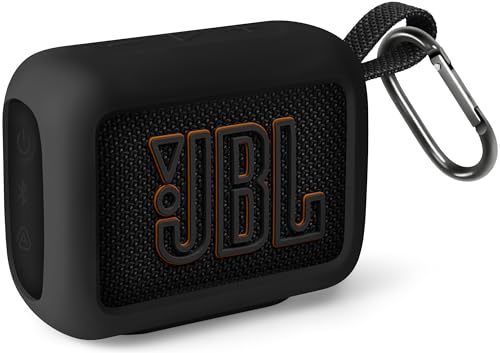 Geiomoo Silicone Cover for JBL Go 5 Case, Soft Flexible Scratch Resistant Protective (Black)